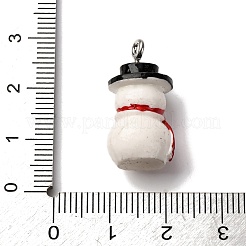 クリスマスの不透明な樹脂ペンダント  プラチナ鉄ループ付き  雪だるま  24x12mm  穴：2mm&nbsp;RESI-H039-01P-05