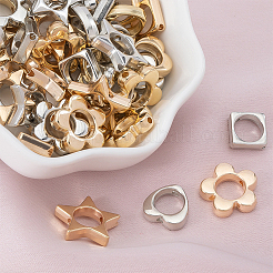 160個 8スタイル 2穴 CCB プラスチックビーズフレーム  ミックスカラー  10~15.5x10~16x3.5mm  穴：1.6~2mm  20個/スタイル&nbsp;CCB-SP0001-09