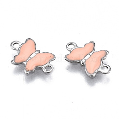 304ステンレススチールエナメルリンクコネクター  ニッケルフリー  蝶  ステンレス鋼色  鮭色  6.5x10x1mm  穴：1mm&nbsp;STAS-Q241-010D-NF