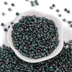 ガラスシードビーズ  色の内側  半分銀メッキ  ラウンド  ライトシーグリーン  4x3mm  穴：1.2mm  6428個/ポンド&nbsp;SEED-A032-06T