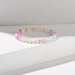 きらめくクラックルガラスラウンドビーズストレッチブレスレットセット  女性のためのかわいいブレスレット  カラフル  内径：2~2-1/4インチ（5.2~5.6cm）  3個/セット&nbsp;BJEW-JB07189