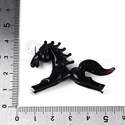 手作りランプワークビッグサイズペンダントトップ  馬  ブラック  32~34x50~53x10~12mm  穴：3.5~4x4~5mm&nbsp;LAMP-N034-13A