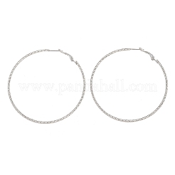 304ステンレススチール製の大きなフープピアス（316サージカルステンレススチール製のピン付き、女性用）  ステンレス鋼色  62x61x2mm&nbsp;SA-CBAB549-01P