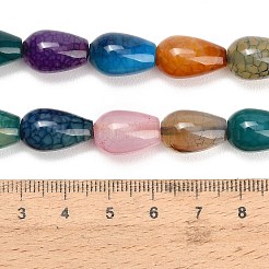 天然石ドラゴンアゲート瑪瑙ビーズ連売り  染め＆加熱  ティアドロップ  ミックスカラー  14.5~17x9.5~11mm  穴：1~1.4mm  約27個/連  16.22''~16.54