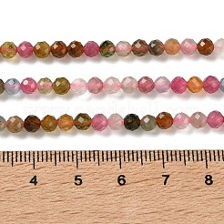 天然のマルチカラートルマリンビーズ連売り  多面カット  ラウンド  グレードAA  4~4.5mm  穴：0.7mm  約98個/連  15.43''（39.2センチメートル）&nbsp;G-Z150-A02-4mm-A