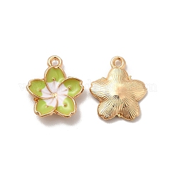 合金エナメル パンツ  鉛フリー＆カドミウムフリー  ライトゴールド  花のチャーム  ミックスカラー  16x13.5x3mm  穴：1.4mm&nbsp;ENAM-K067-51KCG