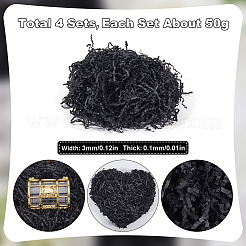 4セットの紙細断紙フィラー  ブラック  3x0.1mm  50 G /セッティング&nbsp;OCOR-SP0001-03D