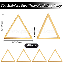 304ステンレススチール製リンキングリング40個  三角形  ゴールドカラー  16x18x0.8mm&nbsp;STAS-BBC0006-46
