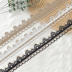 6ヤード 3色 ポリエステル刺繍レーストリムリボン  衣類用アクセサリー  ミックスカラー  1インチ（26~26.5mm）  2ヤード/カラー&nbsp;OCOR-CY0003-84