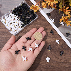 100色染め合成ターコイズペンダント2個  クロスチャーム  鉄ループ付き  ゴールドカラー  ミックスカラー  20mm  穴：2mm  50個/カラー&nbsp;FIND-BM0001-60D