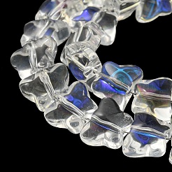 電気メッキ透明ガラスビーズ連売り  蝶  透明  8x10x6mm  穴：1mm  約90個/連  10.08インチ（25.6cm）&nbsp;EGLA-G037-11A-AB01