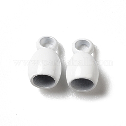 スプレー塗装された201ステンレススチールコードエンド  エンドキャップ  鐘  ホワイト  7.5x4.5mm  穴：1.8mm  内径：3mm&nbsp;STAS-I672-11A-02