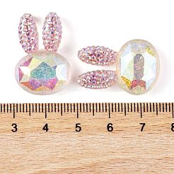 透明エポキシ樹脂ウサギの頭デコデンカボション  グリッターパウダー付き  パールピンク  25.5x17.5x7.5mm&nbsp;CRES-M034-05B