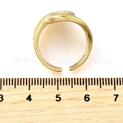 真鍮マイクロパヴェキュービックジルコニア調節可能な女性用オープンカフリング  カドミウムフリー＆ニッケルフリー＆鉛フリー  18KGP本金メッキ  19mm  内径: 調節可能&nbsp;RJEW-K292-06G