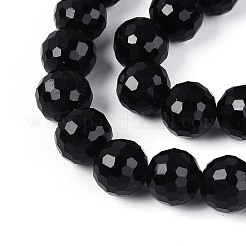 オペークソリッドカラーガラスビーズ連売り  ラウンド  ファセット（96ファセット）  ブラック  12mm  穴：2mm  約50個/連  22.4インチ&nbsp;GLAA-R095-P12mm-02