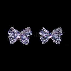クリア樹脂カボション  グリッターパウダー付き  蝶結び  ミックスカラー  8x11x3mm&nbsp;CRES-N030-008-B