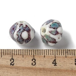 ヴィンテージ磁器製カボチャビーズ  アンティーク調の釉薬をかけたセラミックビーズ  カラフル  12~13x10.5~11mm  穴：2mm&nbsp;PORC-L080-A04