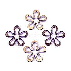 透明なアクリルビーズ  ゴールドライン入り  花  パープル  42x43x6.5mm  穴：2mm  約160個/500g&nbsp;AC-N166-10B