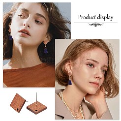 クルミ材の菱形スタッドピアス金具15組  304ステンレススチールピンとプラスチックイヤーナット50個付き  ココナッツブラウン  17x17mm  穴：1.6mm  ピン：0.7mm&nbsp;EJEW-SC0001-30