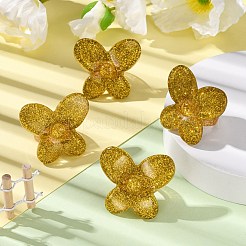 アクリル指指輪  レトロなスタイル  グリッターパウダー付き  蝶  ゴールデンロッド  6.5~36mm  内径：18mm  蝶：36mm&nbsp;RJEW-M137-02C