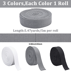 15m 3色ポリコットンリボン  バッグハンドル交換用ウェビングストラップ  ミックスカラー  1インチ（25mm）  約16.40ヤード（15m）/セット&nbsp;OCOR-CY0002-67