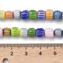 手作りのミルフィオリガラスのシェブロンビーズ  バレル  ミックスカラー  5.5~7x5~6.5mm  穴：0.9mm  約73個/連  16.14''~16.54''（41~42センチメートル）&nbsp;LAMP-Z019-02B