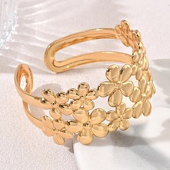 304ステンレススチール製カフバングル  花  ゴールドカラー  内径：2.05インチ（5.2cm）&nbsp;SA-CBA46AF-33G