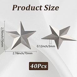 アイアン製カボション  スター  プラチナ  70x70x0.5mm&nbsp;IFIN-WH20009-01B-P