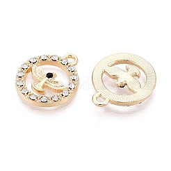 ラックメッキ合金ラインストーンペンダント  フラットラウンド＆イーグル  カドミウムフリー＆ニッケルフリー＆鉛フリー  ゴールドカラー  ミックスカラー  17x14x2mm  穴：1.5mm&nbsp;PALLOY-T091-22M-G