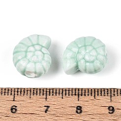 ハンドメイドの磁器セラミックビーズ  光沢釉の磁器  シェル形状  ライトシアン  14x12x7.5~8mm  穴：2~2.5mm&nbsp;PORC-T133-25H