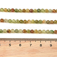 ナチュラルグリーントルマリンビーズ連売り  多面カット  ラウンド  3.5~4mm  穴：0.7mm  約94~98個/連  14.96''~15.55''（38~39.5センチメートル）&nbsp;G-Z106-A07-4mm