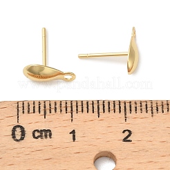 304ステンレススチールスタッドピアス金具  ティアドロップ  カン付き  ゴールドカラー  10x5mm  穴：1.4mm  ピン：0.9mm&nbsp;STAS-I350-09G