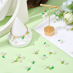 パールアクリルペンダント30個  花/スズランのチャーム  ホワイト  17.5x15.5x16.5mm  穴：2.5mm&nbsp;FIND-BM0001-66