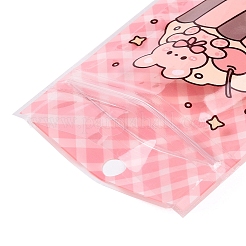 長方形のプラスチック製再封可能な袋  漫画の動物の模様と  トップセルフシールパウチ  ピンク  11x7.5x0.15cm  片側の厚さ：2.5ミル（0.065mm）&nbsp;LS-X1-OPP-T003-01B