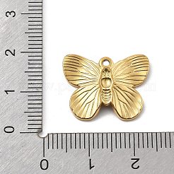 304ステンレススチールラインストーンペンダント  18KGP本金メッキ  蝶  16x20x3mm  穴：1.2mm&nbsp;LS-STAS-D300-01G-09