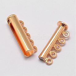 合金磁気ありスライドロッククラスプ  1連  5穴  チューブ  ライトゴールド  10mm  穴：31x13.5x7mm&nbsp;PALLOY-P103-04KCG