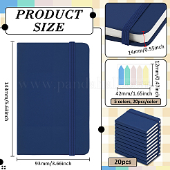 PUレザーノート20冊  長方形  ペット用付箋100枚付き  マリンブルー  143x93x14mm&nbsp;AJEW-WA0001-36A