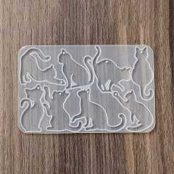 猫の形 DIY ペンダント シルエット シリコン型  レジン型  UVレジン用  エポキシ樹脂工芸品作り  91x140x4mm  穴：1.8mm  内径：40~56x22~55mm&nbsp;SIL-F010-01