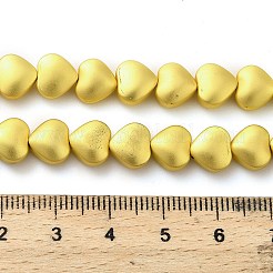 電気メッキガラスビーズセット  ハート  マット黄金  7.5x8.5x4.5mm  穴：0.8mm  約55個/連  15.75''（40センチメートル）&nbsp;EGLA-H109-12H-02