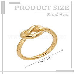 女性用ステンレススチールノット指輪1個  ゴールドカラー  23.5mm  内径：usサイズ7 1/4（17.5mm）&nbsp;RJEW-LP0001-21