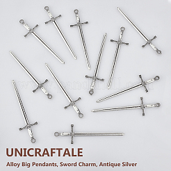 合金ビッグペンダント30個。  剣のチャーム  アンティークシルバー  85x24x4mm  穴：3mm&nbsp;FIND-UN0002-96
