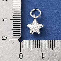 丸カン付きスターリングシルバーテクスチャスターチャーム925個  銀  9.5x7.5x4mm  穴：4mm&nbsp;STER-H118-06S