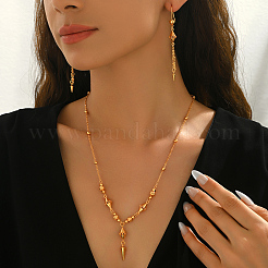 女性用真鍮コーンタッセルネックレス＆イヤリングセット  ゴールドカラー  ネックレス：23.03インチ（58.5cm）&nbsp;EF7000