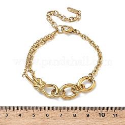 304ステンレススチールオーバルリンクブレスレット  女性用アズキチェーンブレスレット  ゴールドカラー  7.17インチ（18.2cm）&nbsp;BJEW-F533-02C-G