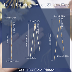 12スタイルの真鍮チェーンタッセルビッグペンダント3個  長持ちメッキ  18KGP本金メッキ  60~77x0.8~3x0.5~1mm  穴：1~1.8mm  4個/スタイル&nbsp;KK-SC0003-20