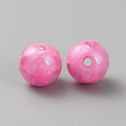 アクリルラウンドビーズ  星の模様  ショッキングピンク  15.5x15mm  穴：2.7mm&nbsp;X1-OACR-TAC0003-08A