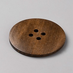 4ホールのウッドボタン  フラットラウンド  サドルブラウン  59.5x5.5mm  穴：5mm&nbsp;BUTT-WH0031-43