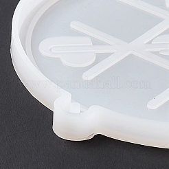 バレンタインデーのシリコンペンダント型  レジン型  キーホルダークラスプクラフトメイキング用  ハート柄  89x83x5mm  穴：2.5mm  内径：80x87mm&nbsp;DIY-J009-07C