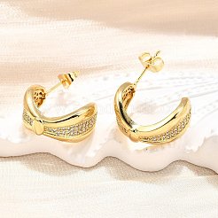 女性用真鍮マイクロパヴェクリアキュービックジルコニアスタッドピアス  18KGP本金メッキ  蝶結び  19.5x23x10mm&nbsp;EJEW-U056-05A-G