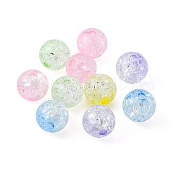 100個5色透明クラックルアクリルビーズ  ラウンド  ミックスカラー  8x7.5mm  穴：1.8mm  約20PCS /カラー&nbsp;CACR-FS0001-02